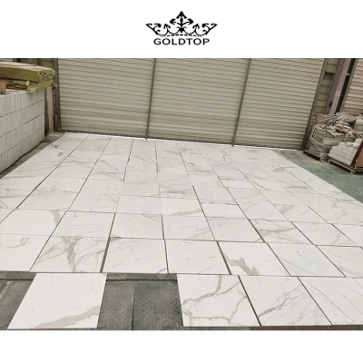 Calacatta branco pedra natural piso de mármore cinza/parede/piso/mosaico/laje de pavimentação/azulejo para projeto