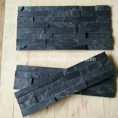 Pedra de borda do painel de parede de ardósia preta natural para decoração
